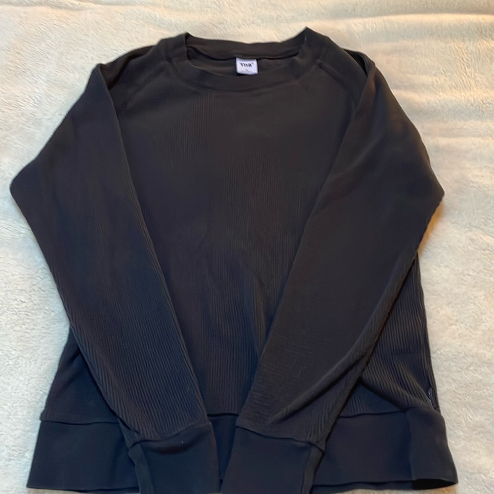 TNA loungewear top; size XS; black; waffle knit